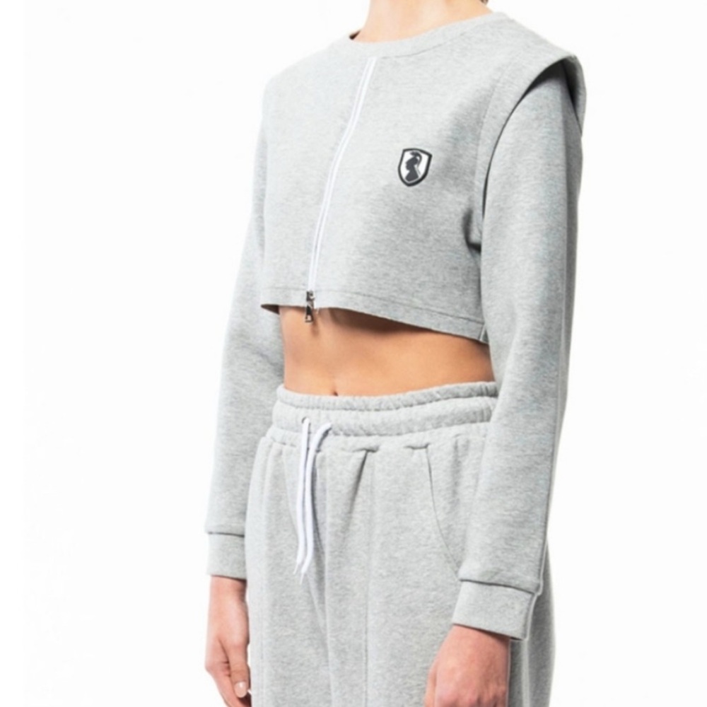 VHNY Light Gray Cropped Hoodie